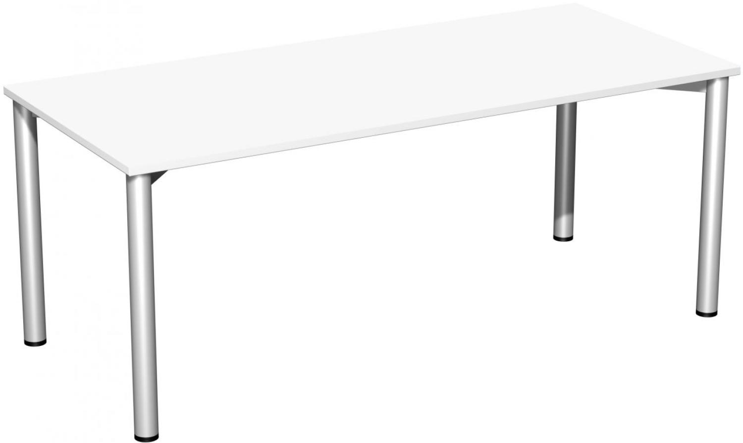 Schreibtisch, 180x80cm, Weiß / Silber Bild 1