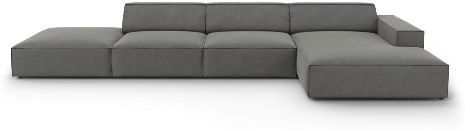 Micadoni 5-Sitzer Samtstoff Ecke rechts Sofa Jodie | Bezug Light Grey | Beinfarbe Black Plastic Bild 1