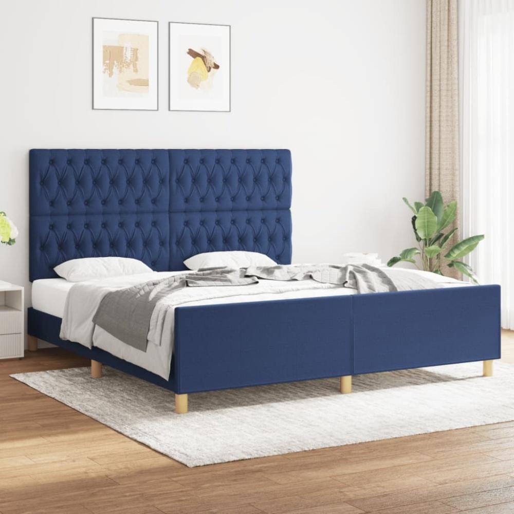 Doppelbett mit Kopfteil Stoff Blau 180 x 200 cm [3125322] Bild 1