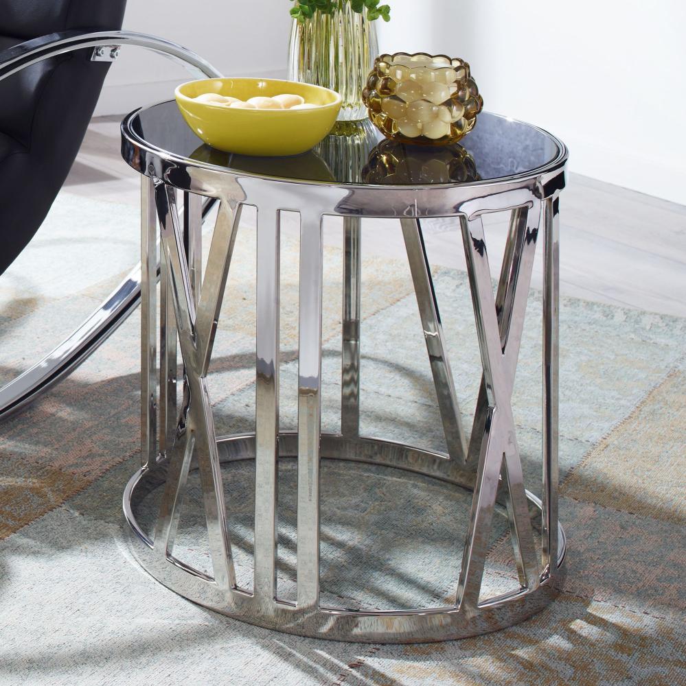 KADIMA DESIGN Glas-Beistelltisch - Modernes und einzigartiges Möbelstück aus Metall. Farbe: Silber Bild 1