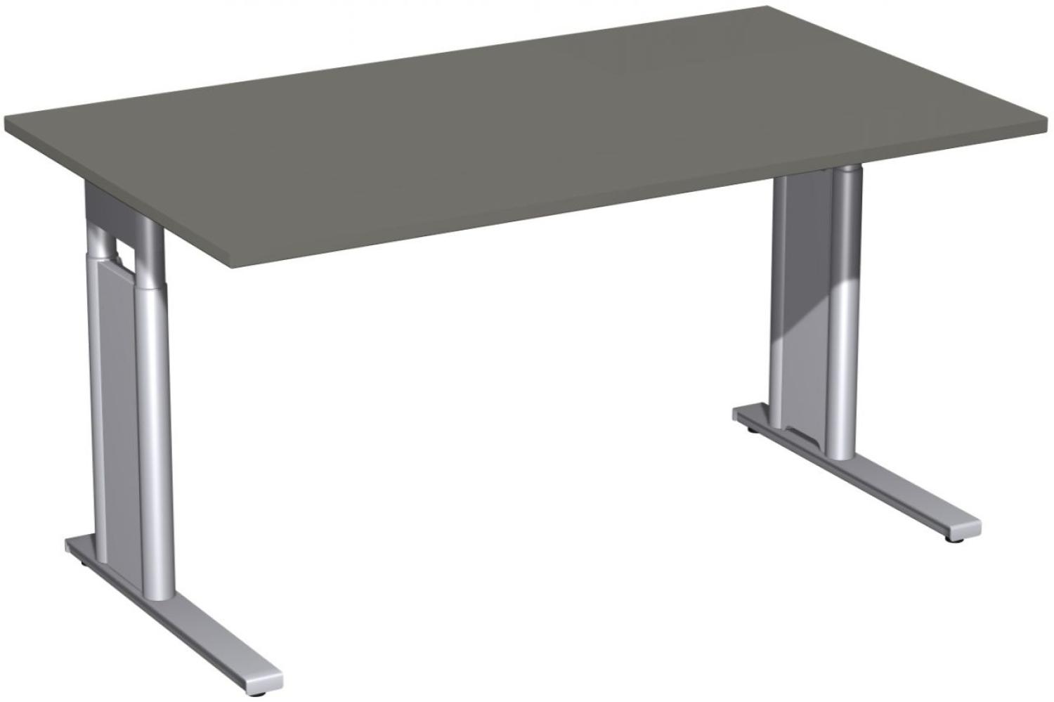 Schreibtisch 'C Fuß Pro' höhenverstellbar, 140x80cm, Graphit / Silber Bild 1