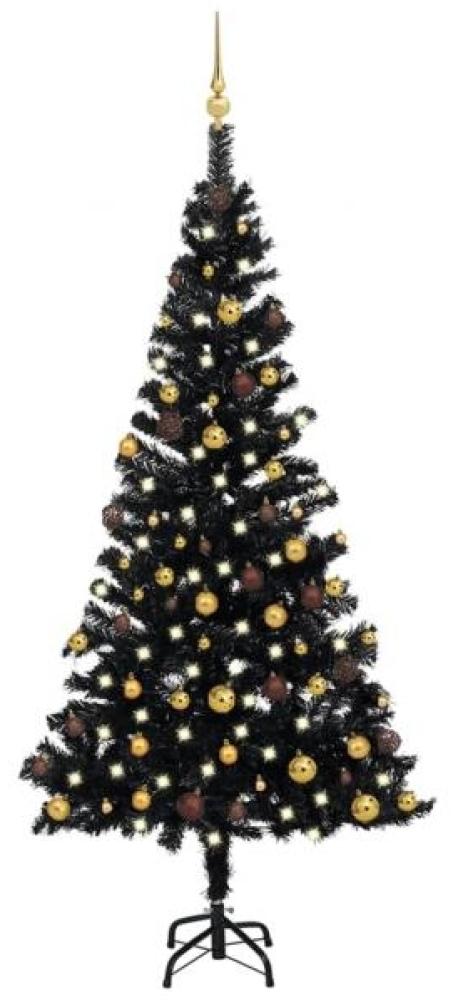 Künstlicher Weihnachtsbaum mit LEDs & Schmuck Schwarz 150cm PVC Bild 1