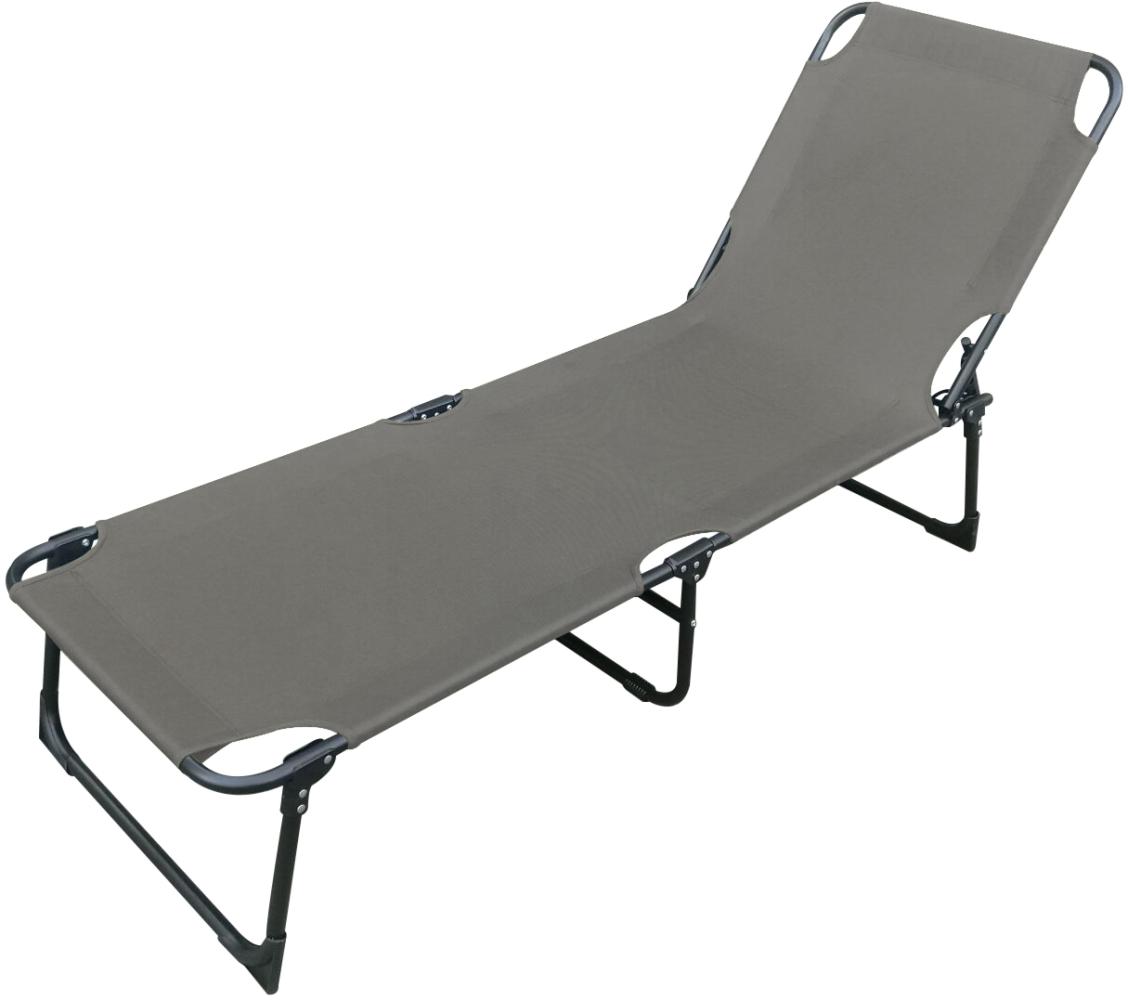 Luxus Campingliege Sonnenliege Gartenliege grau L188xB57xH30cm Bild 1