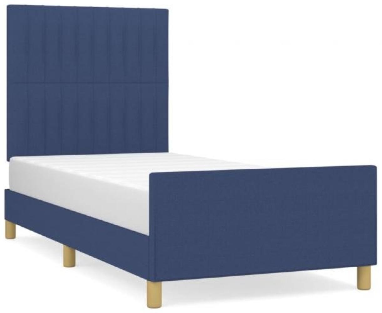 Einzelbett, Polsterbett mit Kopfteil Stoff Blau 80 x 200 cm Bild 1