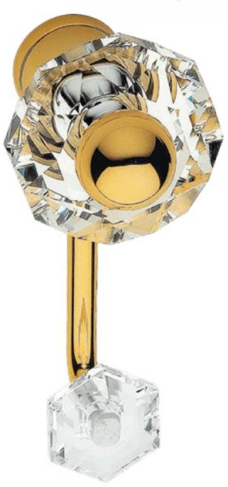 Casa Padrino Luxus Kleiderhaken Set Gold 5 x 12 cm - Messing Kleiderhaken mit Swarovski Kristallglas Bild 1