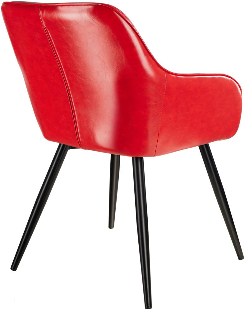 4er Set Stuhl Marilyn Kunstleder, schwarze Stuhlbeine - rot/schwarz Bild 1