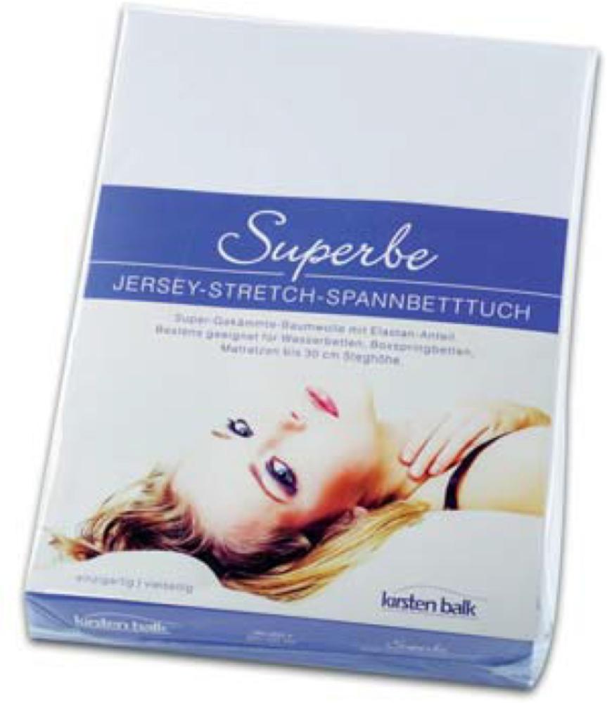 Kirsten Balk Jersey- Stretch- Spannlaken SUPERBE, Größe 140-160x200-220 cm, weiß Bild 1
