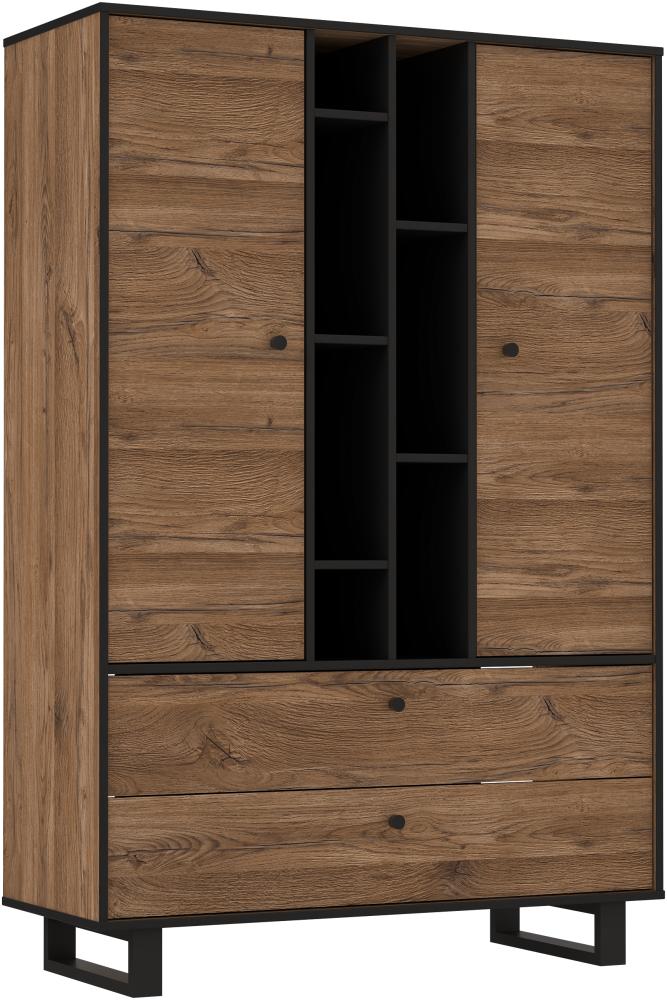 FORTE Sewill Sideboard, Holzwerkstoff, Braun/Schwarz, 104,9 x 157 x 42 cm Bild 1