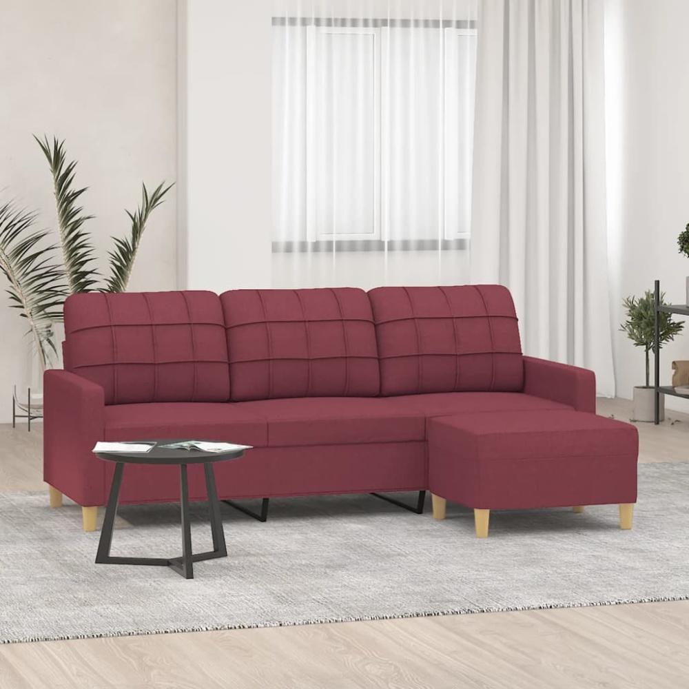 vidaXL 3-Sitzer-Sofa mit Hocker Weinrot 180 cm Stoff Bild 1