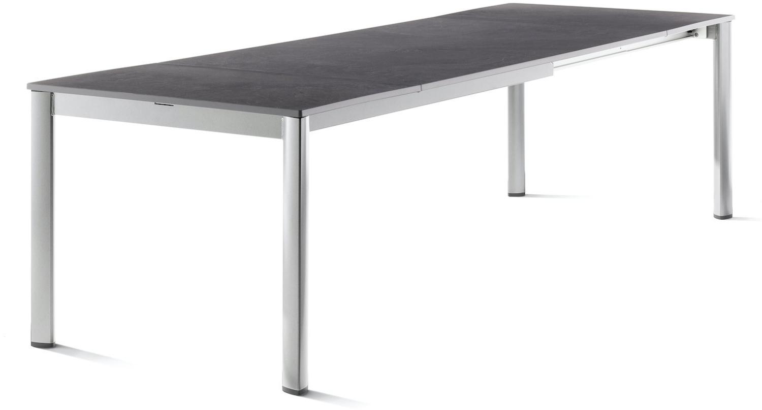 Sieger 3980-50 Exclusiv-Ausziehtisch mit Vivodur® Dekorplatte, Aluminium Graphit 95 x 75 x 165/225/285 cm Bild 1