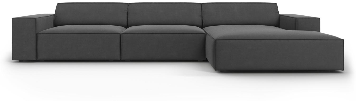 Micadoni 4-Sitzer Samtstoff Ecke rechts Sofa Jodie | Bezug Grey | Beinfarbe Black Plastic Bild 1