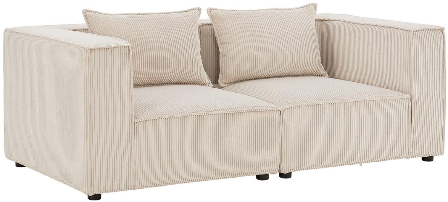 Juskys modulares Sofa Domas S - Couch für Wohnzimmer - 2 Sitzer mit Armlehnen & Kissen - 130 kg belastbar pro Sitz - Möbel Garnitur Cord Beige Bild 1
