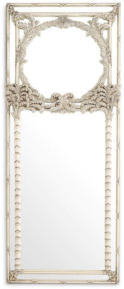 Casa Padrino Luxus Mahagoni Wandspiegel Antik Weiß 95 x 9,5 x H. 229,5 cm - Rechteckiger Garderoben Spiegel - Wohnzimmer Spiegel - Garderoben Möbel - Wohnzimmer Möbel - Luxus Möbel Bild 1