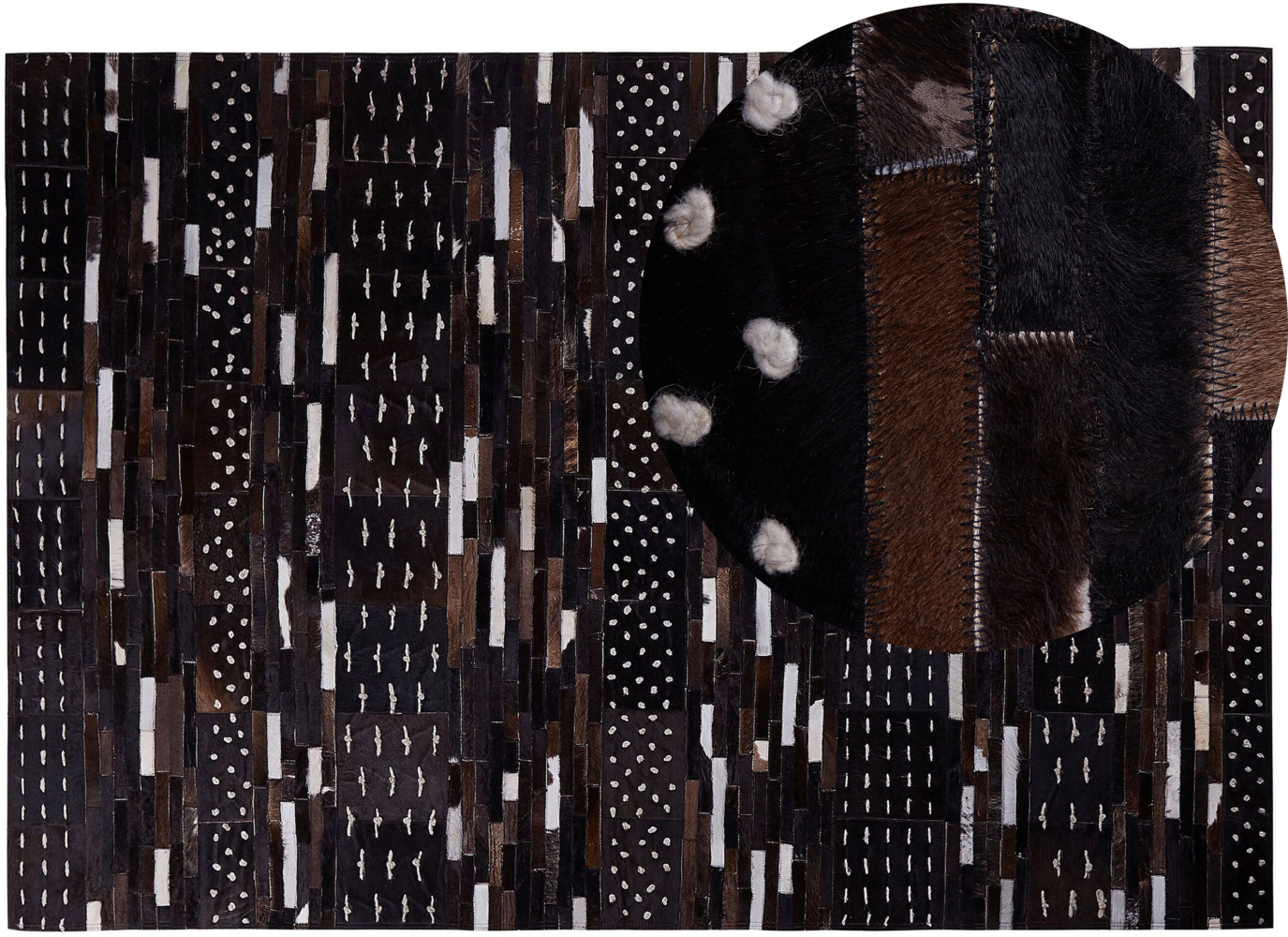 Teppich Kuhfell dunkelbraun 160 x 230 cm geometrisches Muster Kurzflor AKSEKI Bild 1
