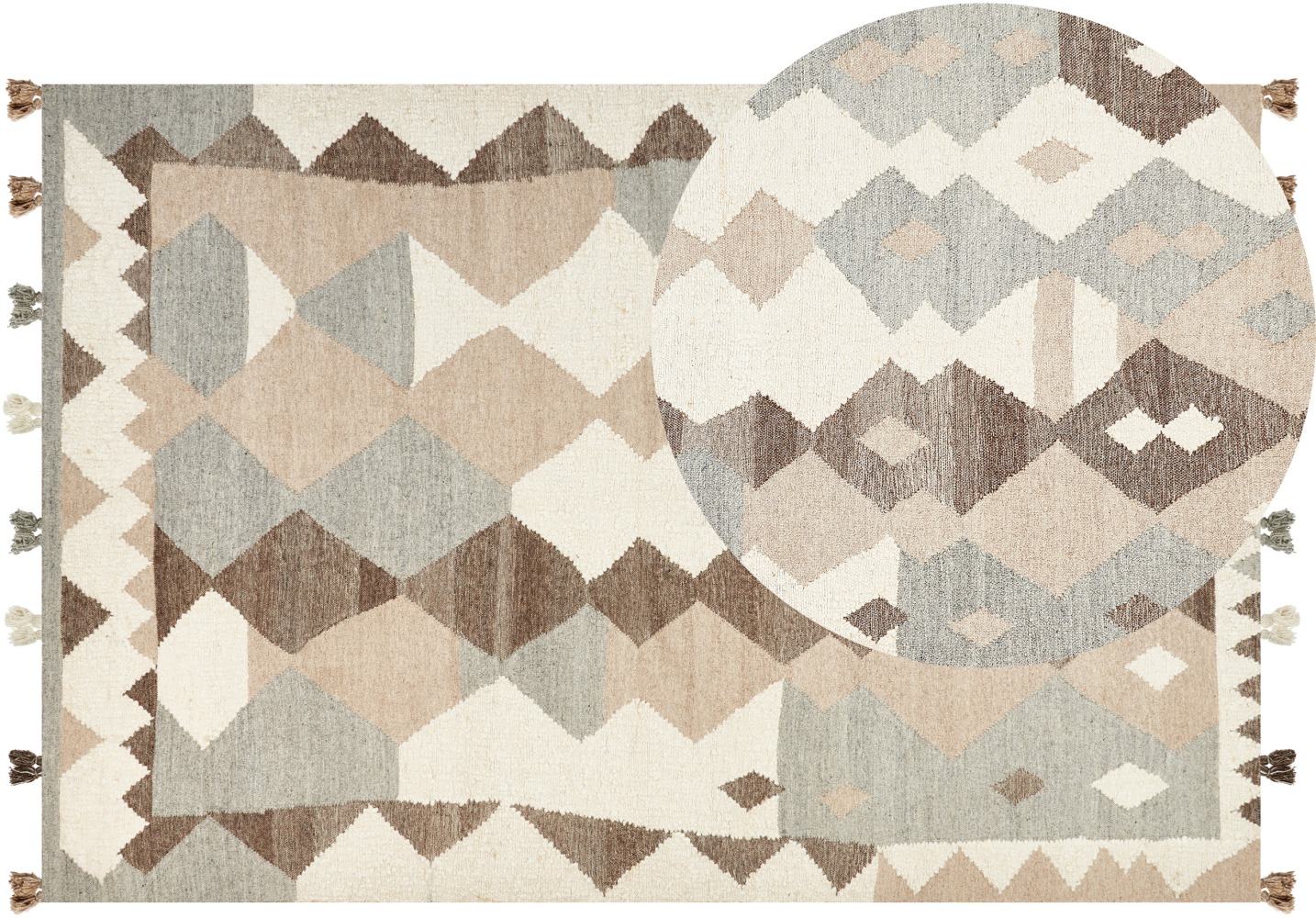 Kelim Teppich Wolle mehrfarbig 200 x 300 cm geometrisches Muster Kurzflor ARALEZ Bild 1