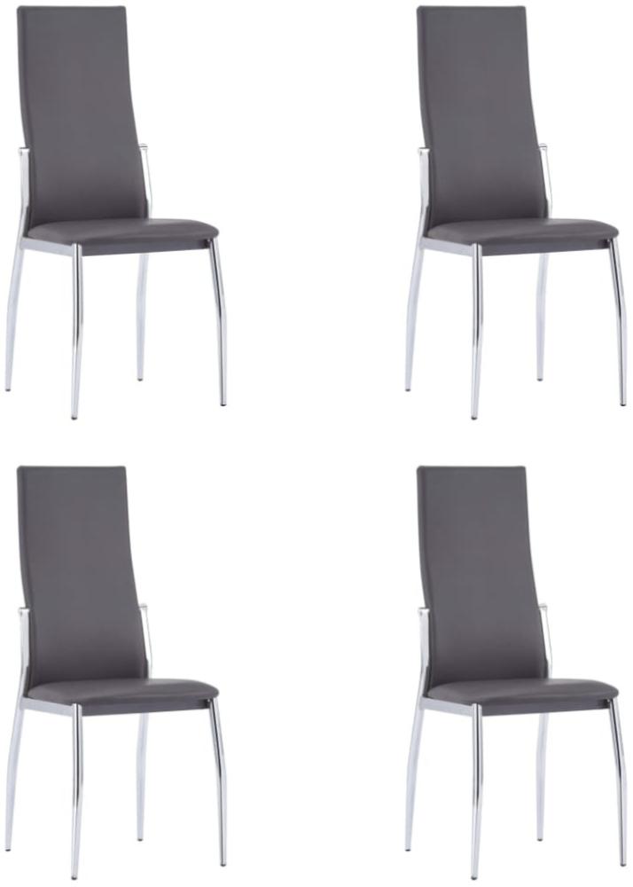 Sets Esszimmerstühle Chrom Stuhlbeine, Kunstleder, 4 Stühle Grau Bild 1