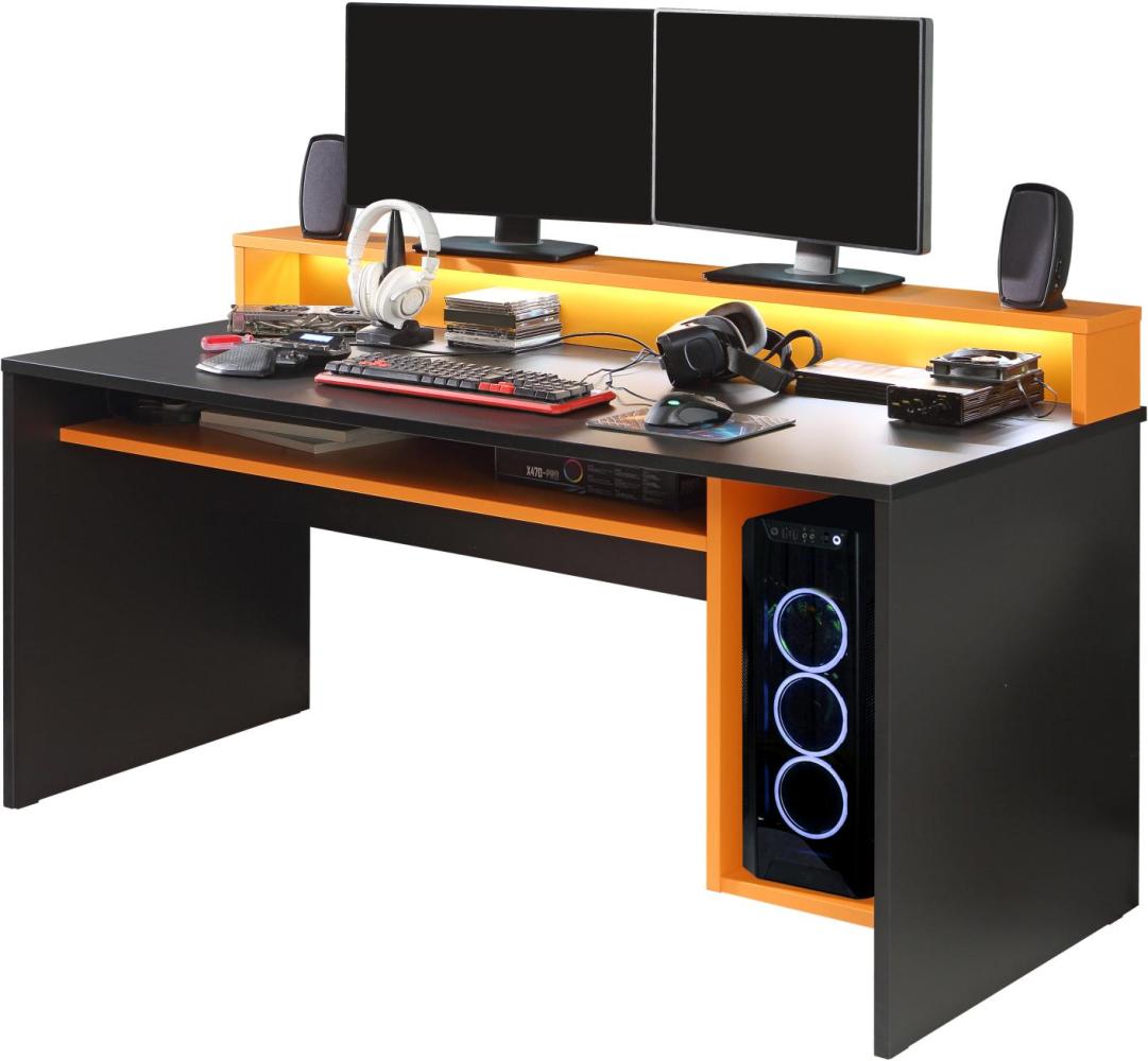 Gaming Tisch TEZAUR 2 Computertisch Schwarz Orange von Forte Bild 1
