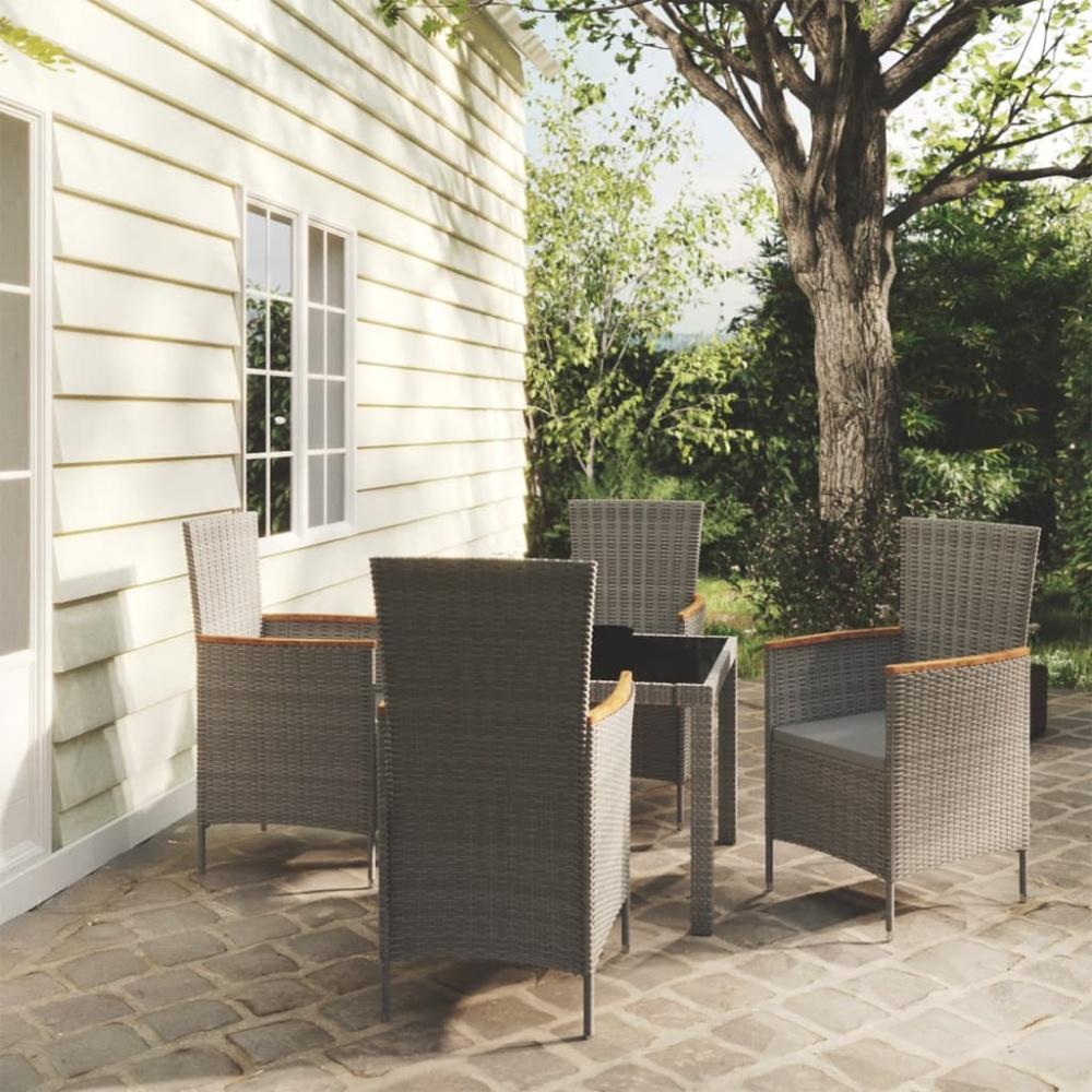 vidaXL 5-tlg. Garten-Essgruppe mit Kissen Poly Rattan Grau Bild 1