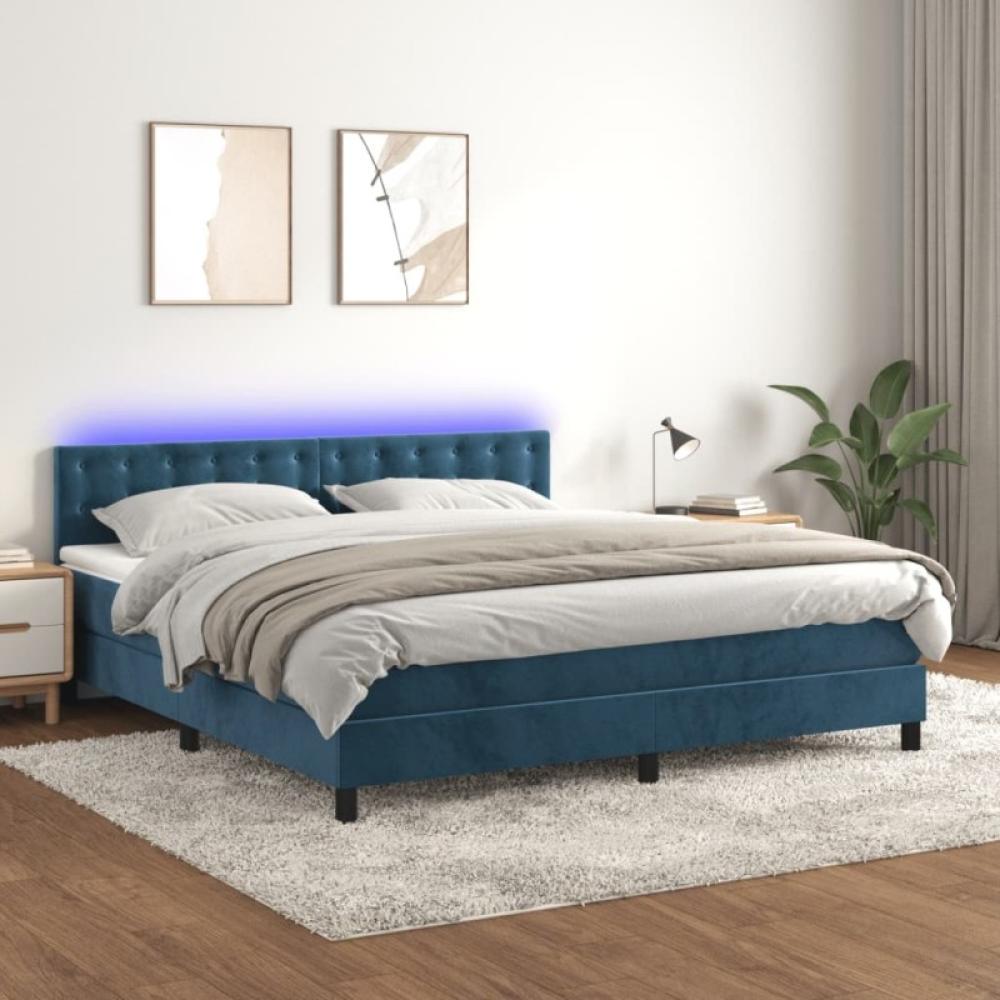 Boxspringbett mit Matratze & LED Dunkelblau 180x200 cm Samt (Farbe: Blau) Bild 1