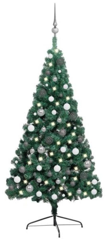 vidaXL Künstlicher Halber Weihnachtsbaum mit LEDs & Kugeln Grün 240 cm, Mit Beleuchtung [3077653] Bild 1