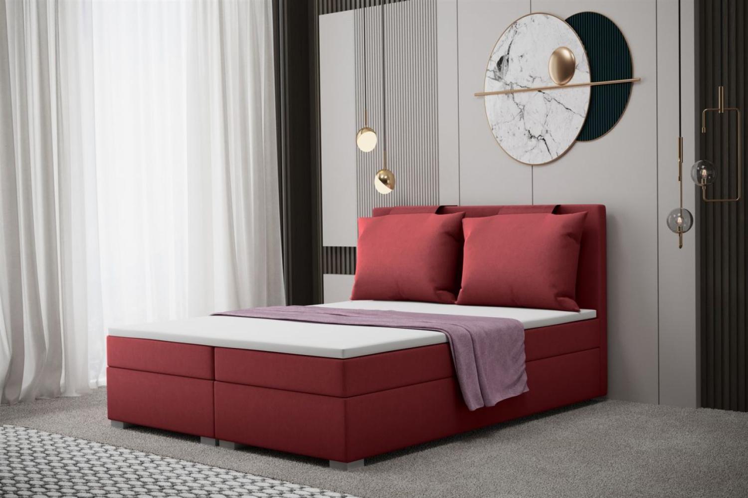 Boxspringbett Schlafzimmerbett MATRO 120x200cm in Stoff Soro Rot Bild 1