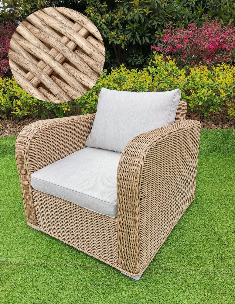 Lounge Sessel VITA in Natural rundes Polyrattan Armlehnsessel Gartenmöbel Bild 1