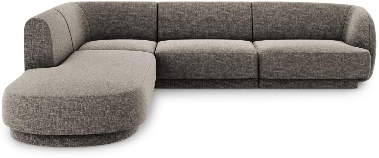 Micadoni 6-Sitzer Ecke links Sofa Miley | Bezug Grey | Beinfarbe Black Plastic Bild 1