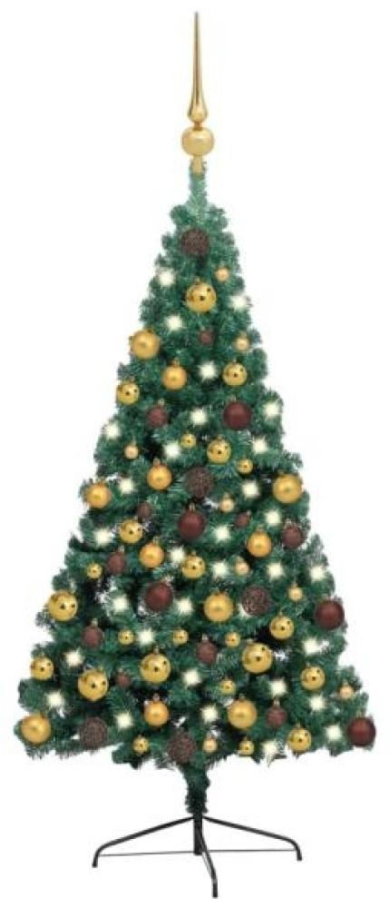 vidaXL Künstlicher Halber Weihnachtsbaum mit LEDs Schmuck Grün 180 cm Bild 1