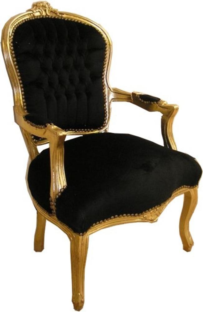 Casa Padrino Barock Salon Stuhl Schwarz / Gold - Antik Stil Möbel Bild 1