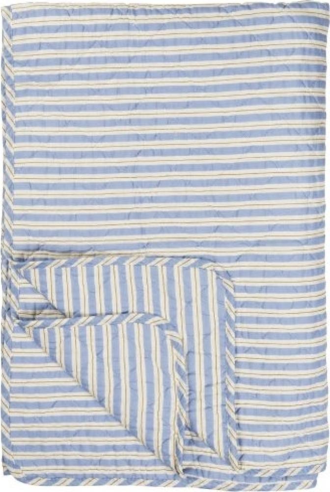 Ib Laursen Decke Quilt Blau mit weißen und braunen Streifen (130x180cm) 07965-13 Bild 1