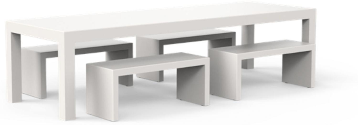 One To Sit 5-teilige Sitzgruppe Base Borra Aluminium weiß RAL 300x100 cm Bild 1