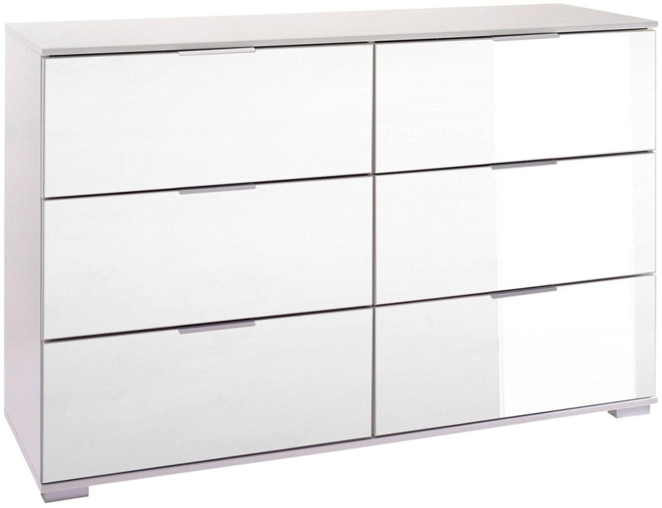 Schubladenkommode Easy Plus Kommode 130x41x83cm weiß Spiegel Bild 1