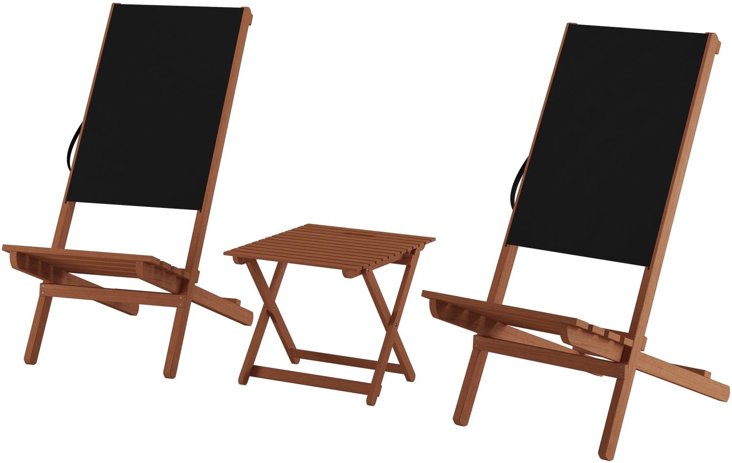 Wikingerstuhl-Set 2 Stühle mit Tisch Stofffarbe schwarz V-10-365 Bild 1