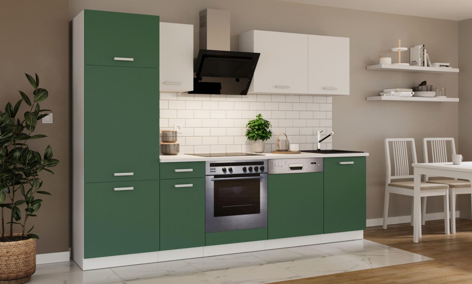 Küche 'Toni' Küchenzeile, Küchenblock, Singleküche, 270 cm, Labrador Grün Bild 1