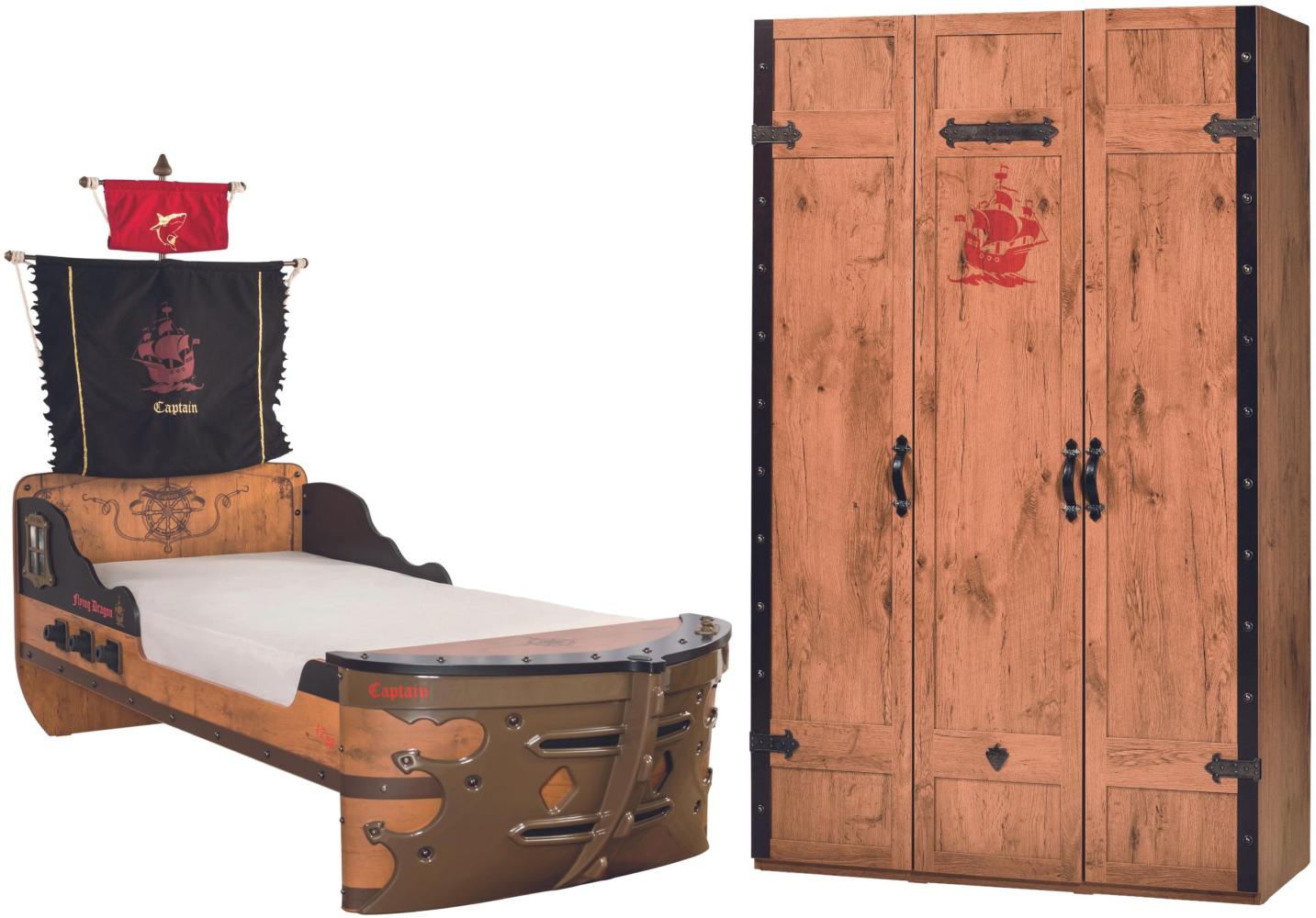 Cilek Pirate Bay Kinderzimmer 2-teilig mit Piratenbett in Schiffsform Komplettzimmer ohne Matratze Bild 1