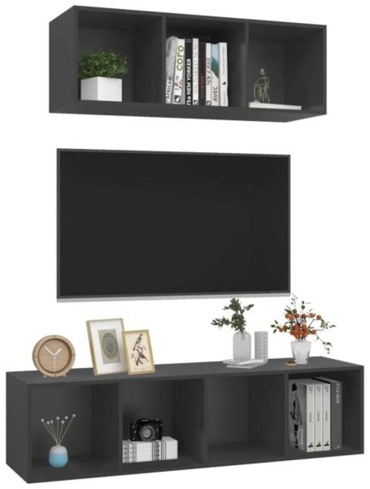 vidaXL 2-tlg. TV-Schrank-Set Grau Spanplatte [3079792] Bild 1