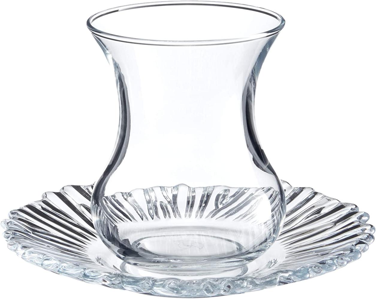 Pasabahce 95961-12-TLG Türkisches Teeglas-Set Aurora, 6 Teegläser und 6 Untersetzer (Kristall-Design) Bild 1