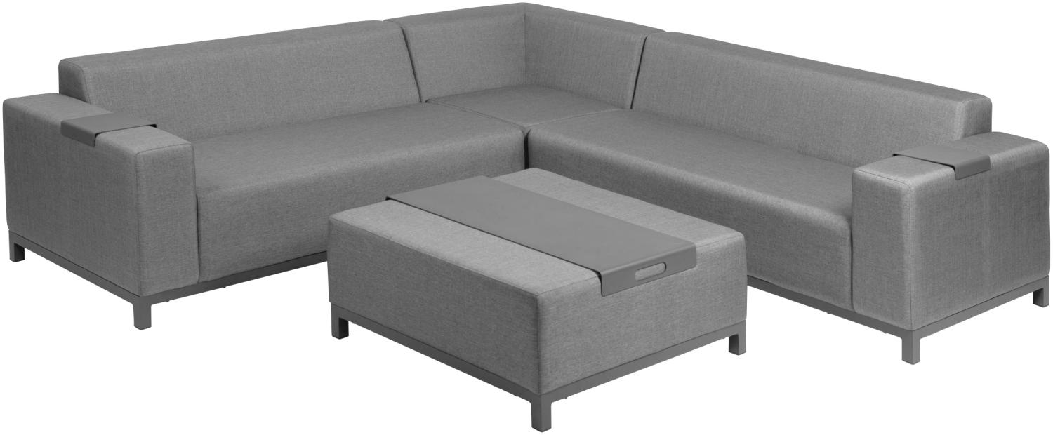 greemotion Loft Lounge Set Dallas, 4tlg, Aluminium Garten-Ecksofa-Set mit Tisch/Hocker, Anthrazit Bild 1