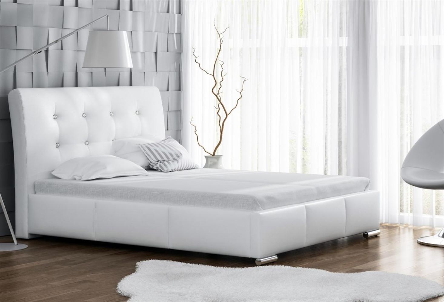 Polsterbett Bett Doppelbett RENE Kunstleder Weiß 180x200cm Bild 1