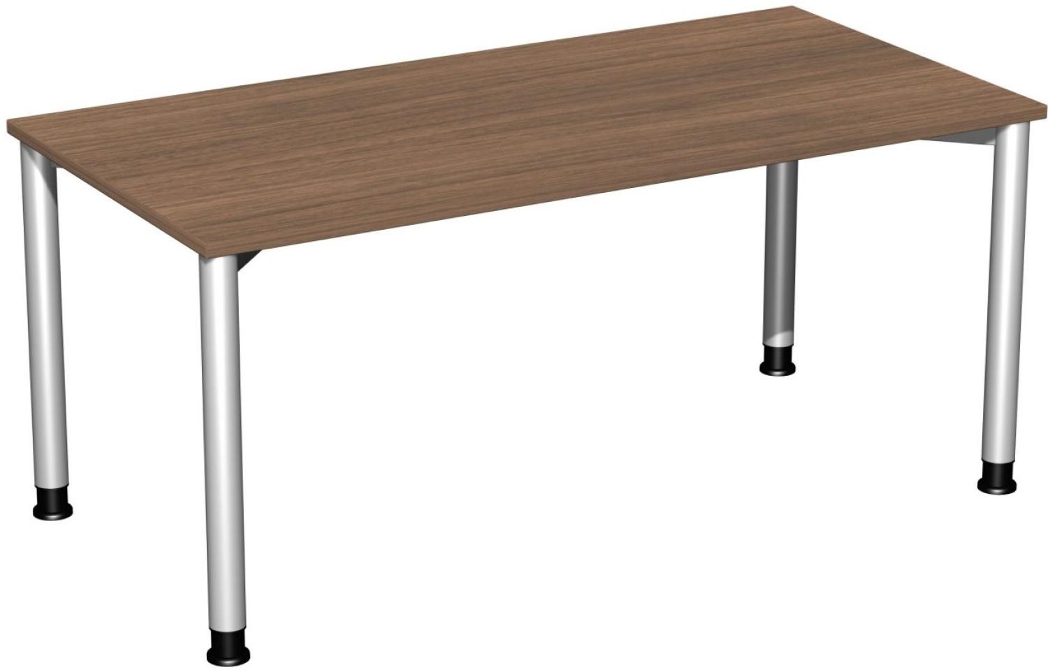 Schreibtisch '4 Fuß Flex' höhenverstellbar, 160x80cm, Nussbaum / Silber Bild 1