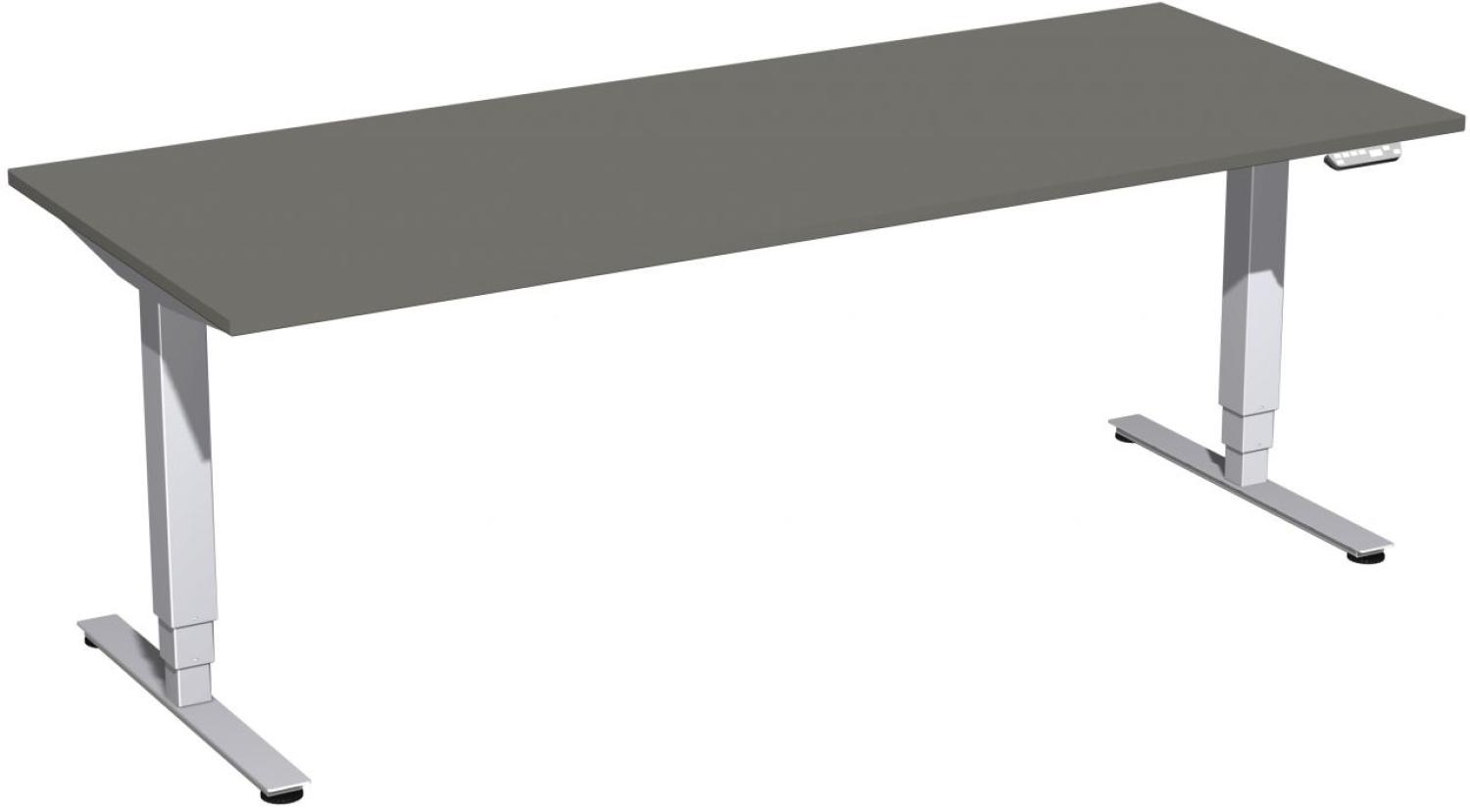 Elektro-Hubtisch 'Pro+', höhenverstellbar, 200x80x62-128cm, gerade, Graphit / Silber Bild 1