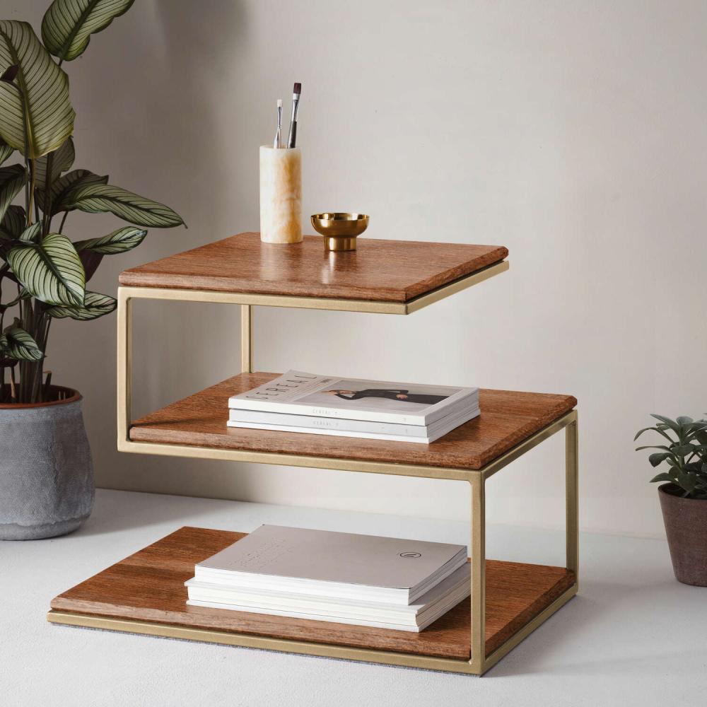 Cube Layer Table Buchenholz /Gestell Gold Bild 1