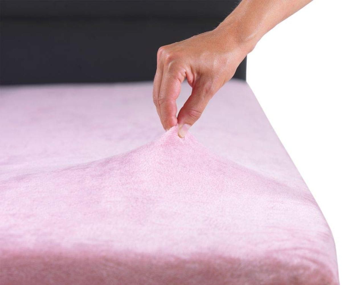 MALIKA® Premium warme Spannbettlaken Cashmere-Touch Bettlaken Jersey Fleece Spannbetttuch Laken, Farbe:Altrosa, Größe:90-100 x 200 cm Bild 1