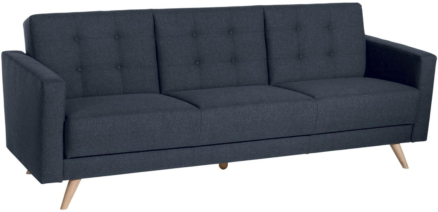 Sofa 3-Sitzer mit Bettfunktion Karisa Bezug Flachgewebe Buche natur / blau 21917 Bild 1