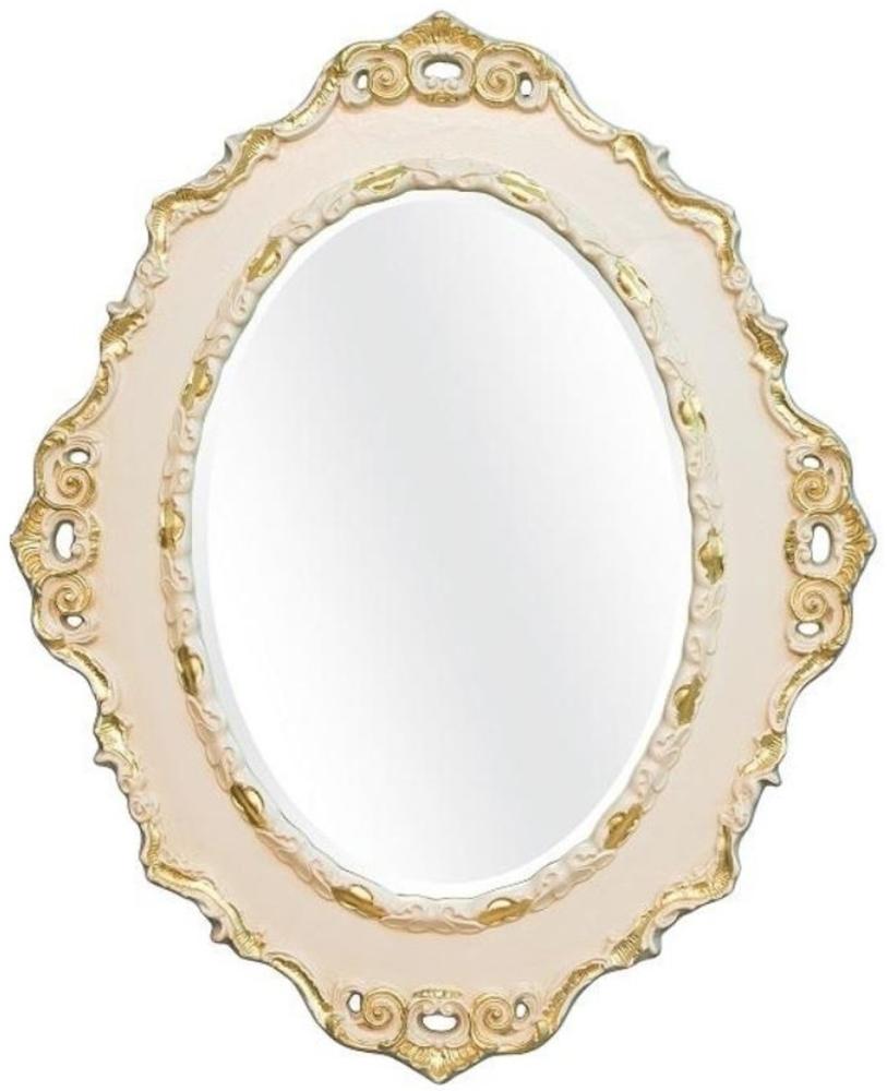 Casa Padrino Luxus Barock Wandspiegel Creme / Gold 84 x 4 x H. 104 cm - Ovaler Antik Stil Spiegel - Edel & Prunkvoll Bild 1