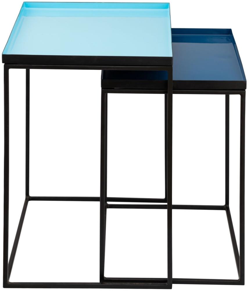 Soma Beistelltisch 2er Set Satztisch 45 H 45 cm Dekotisch Lampentisch Sofatisch Copenhagen Tisch Emaille (BxHxL) 48 x 50 x 36 türkis - blau Bild 1