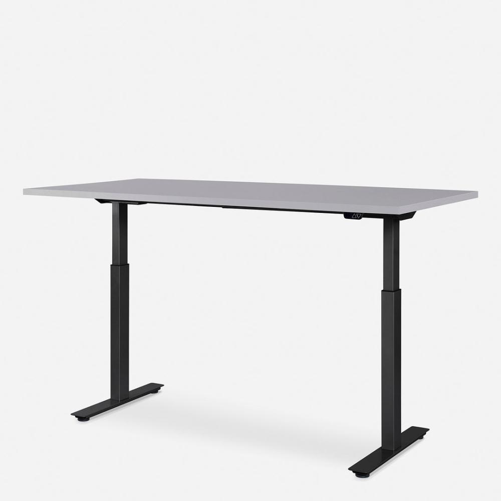 160 x 80 cm WRK21® SMART - Grau Uni / Schwarz elektrisch höhenverstellbarer Schreibtisch Bild 1
