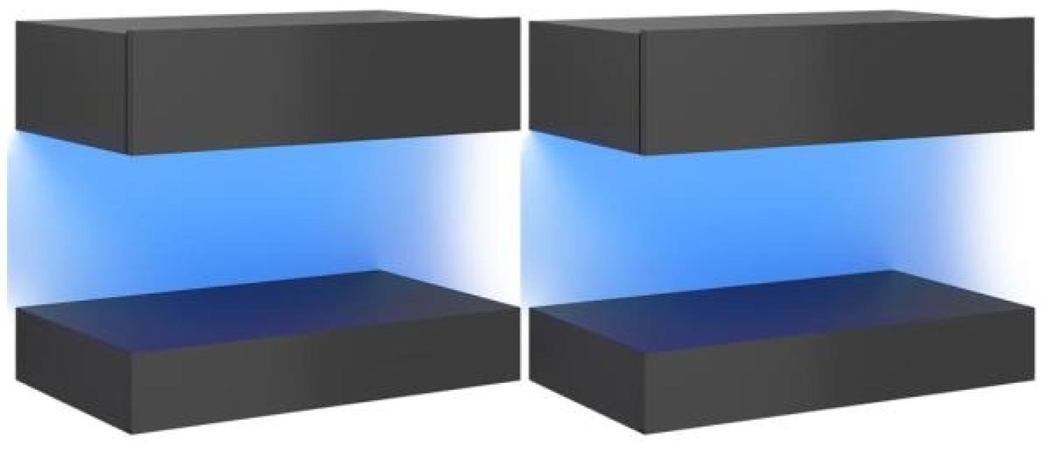 vidaXL TV-Schränke mit LED-Leuchten 2 Stk. Hochglanz-Grau 60x35 cm Bild 1