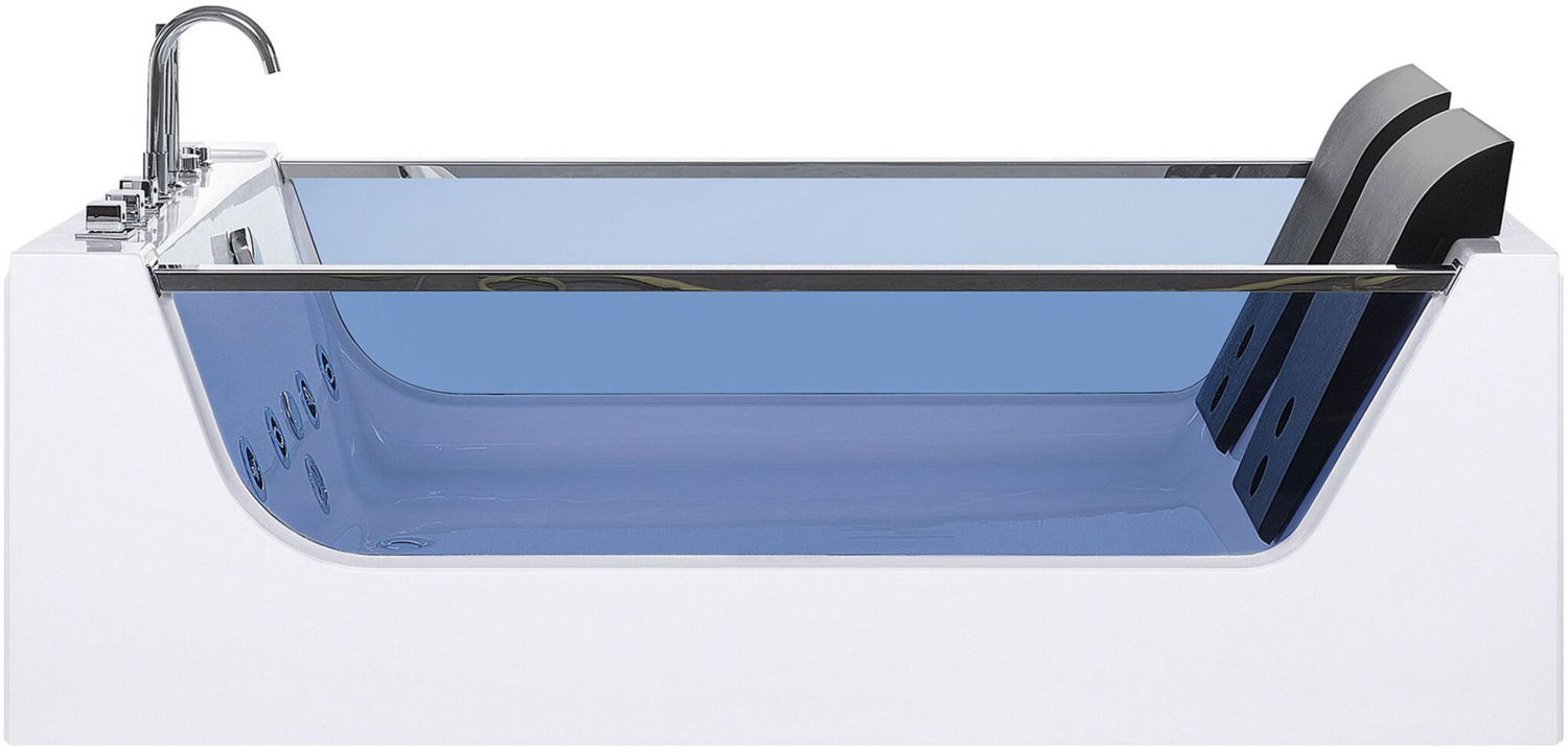 Whirlpool Badewanne weiß rechteckig mit LED 180 x 120 cm CURACAO Bild 1