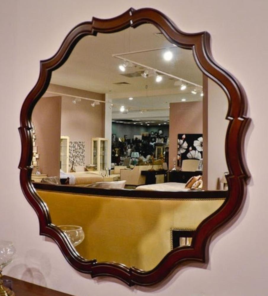 Casa Padrino Art Deco Spiegel Dunkelbraun 89 x 3 x H. 89 cm - Eleganter Mahagoni Wandspiegel - Garderoben Spiegel - Wohnzimmer Spiegel - Art Deco Möbel Bild 1